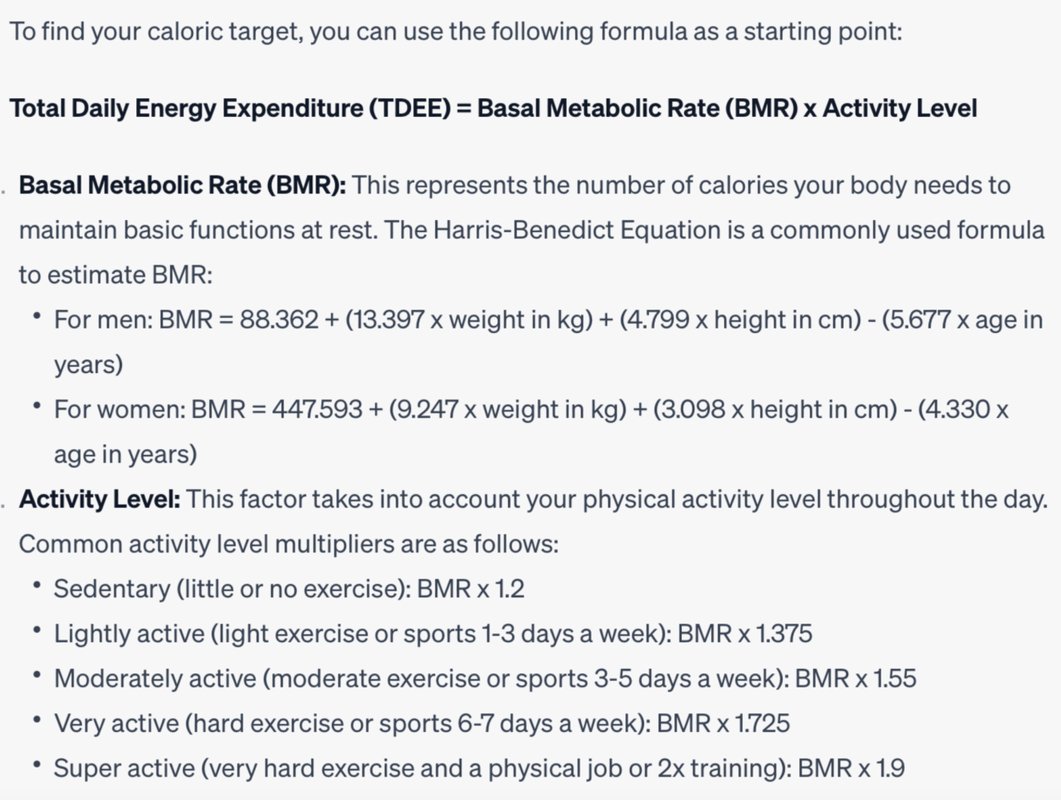 formulas to calculate the target calories to lose fat and build muscle at the same time 